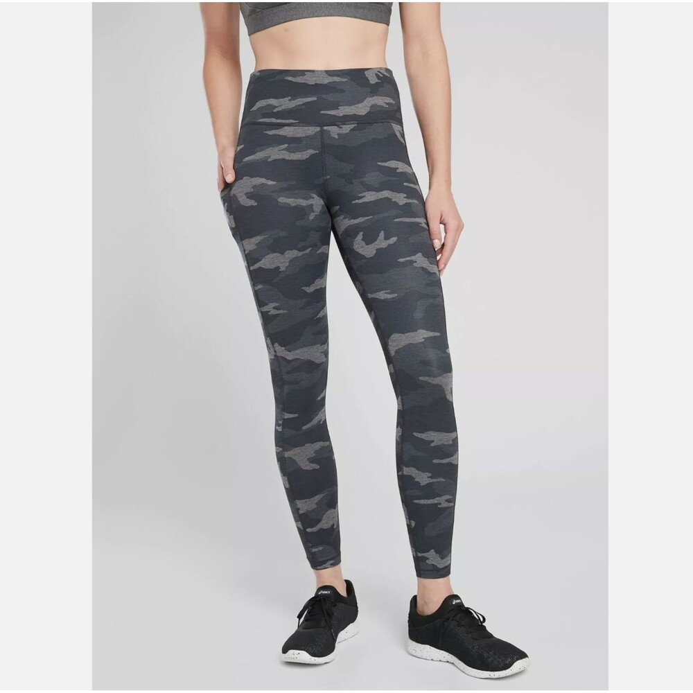 Athleta Camo 7/8 Leggings 1X Gray High Rise Compression Stash Pocket Active NWT - Picture 3 of 16